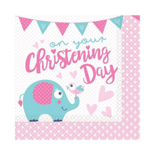 Picture of CHRISTENING DAY PINK NAPKINS - 16PK